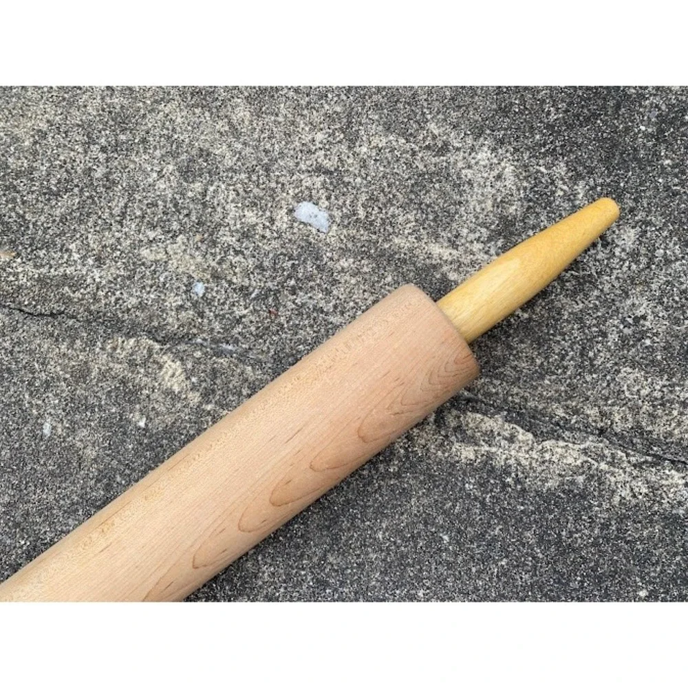 Vintage Style Hardwood Wooden Rolling Pin Natural Grain Tapered Handles‎